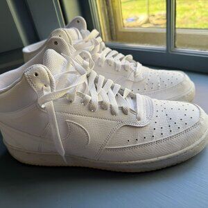 Nike Men's Court Vision Mid Next Nature Sneaker, White/White/White, 10